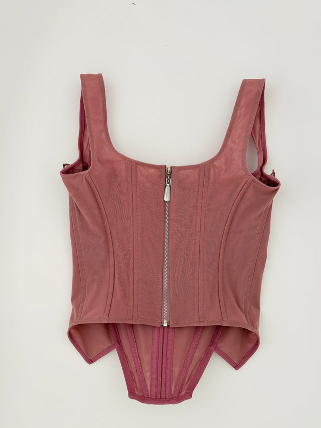 Dust Rose Structured Corset Top Modern Paris